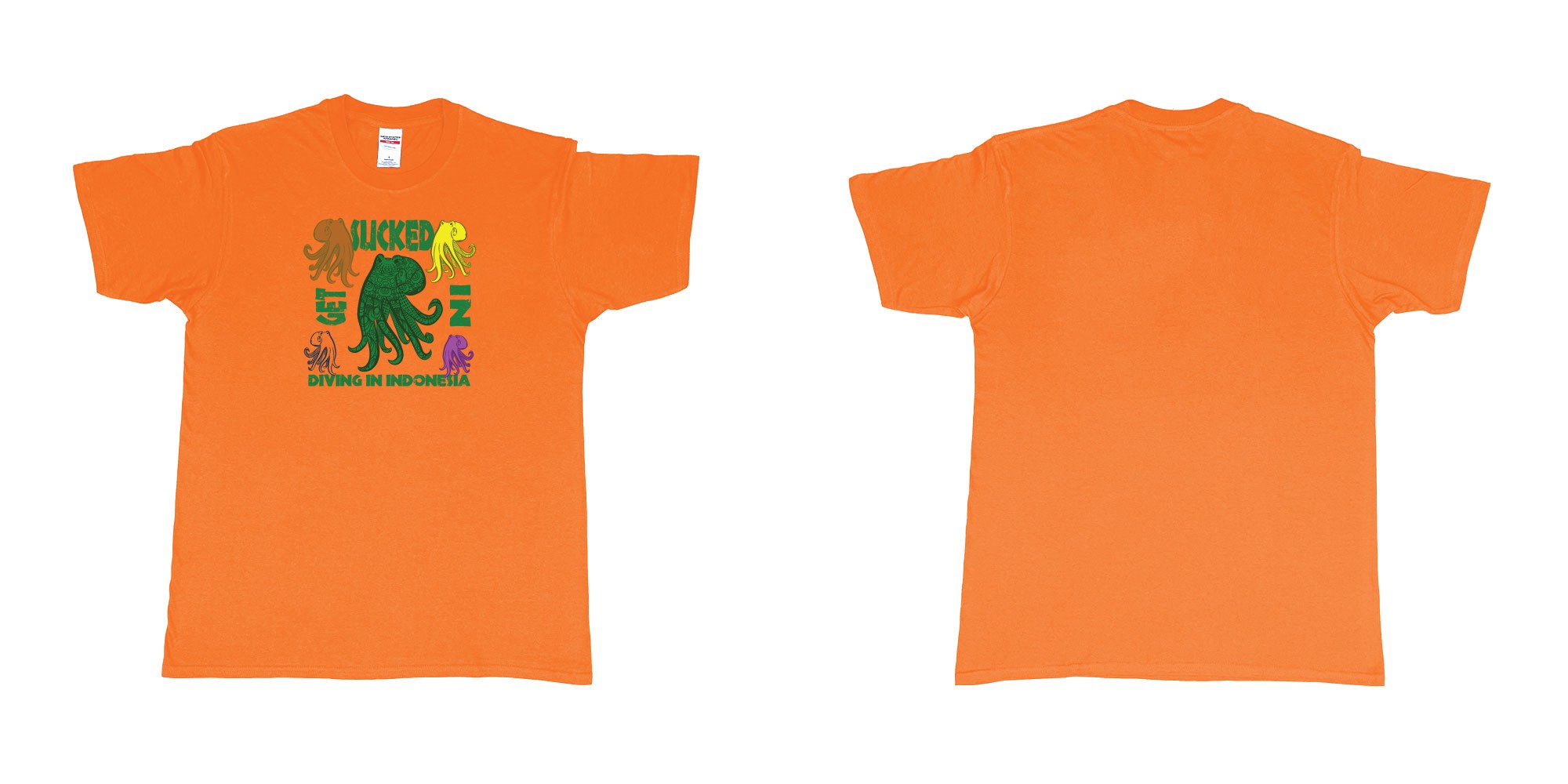 Custom tshirt design  in fabric color orange choice your own text made in Bali by The Pirate Way