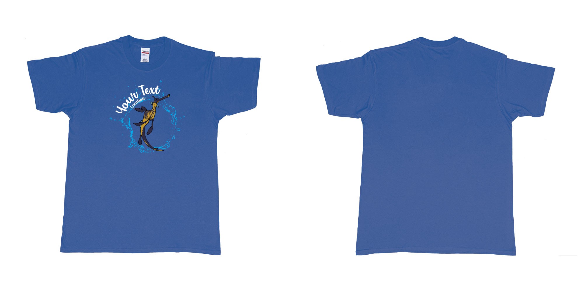 Custom tshirt design  in fabric color royal-blue choice your own text made in Bali by The Pirate Way