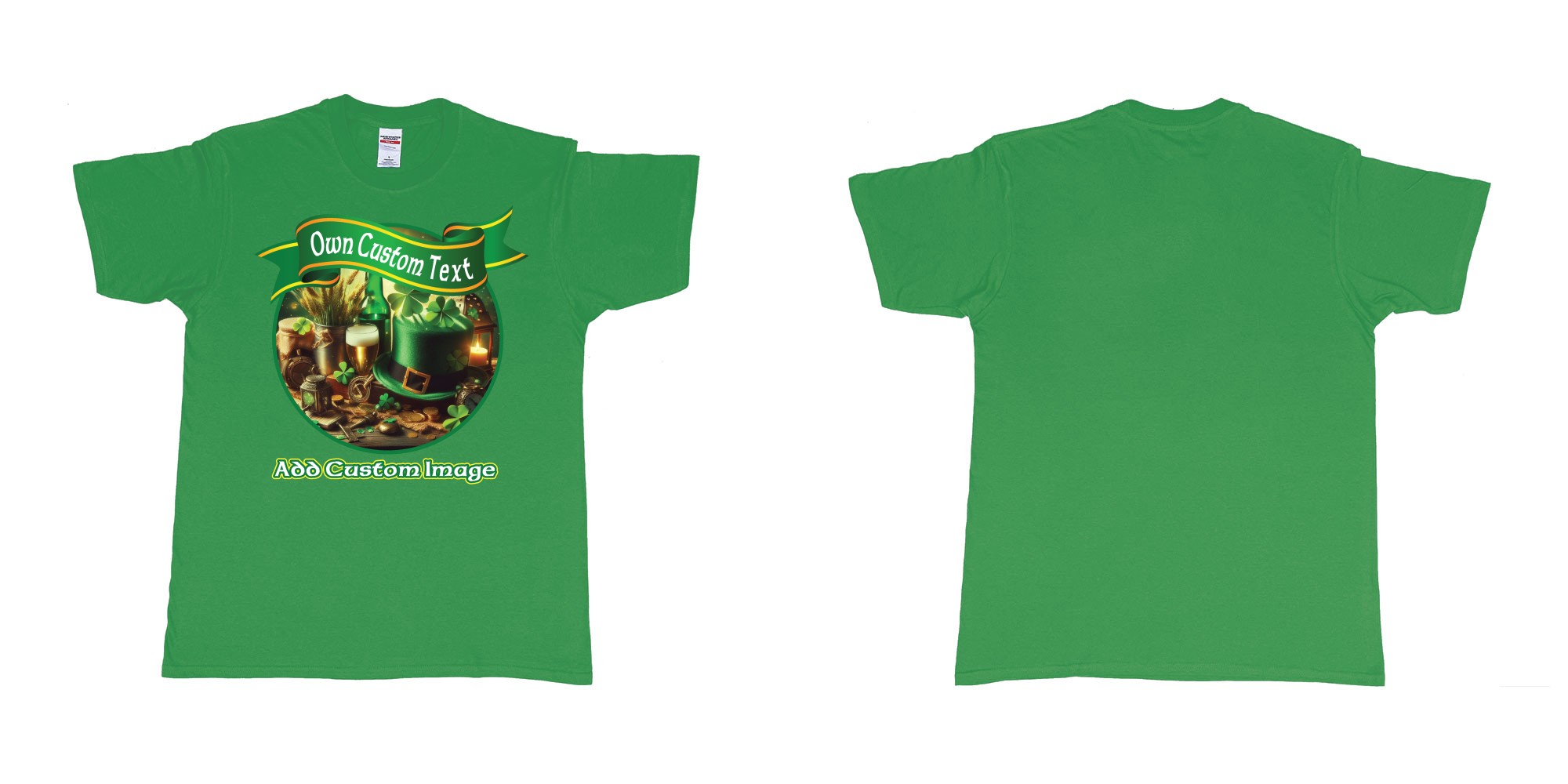 Custom tshirt design  in fabric color irish-green choice your own text made in Bali by The Pirate Way