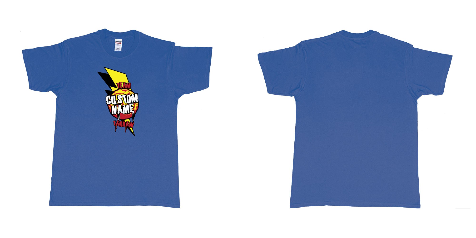 Custom tshirt design  in fabric color royal-blue choice your own text made in Bali by The Pirate Way