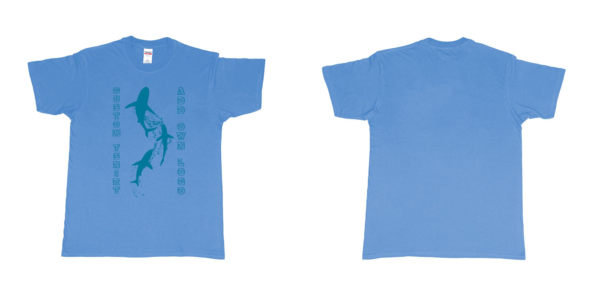 Custom tshirt design  in fabric color carolina-blue choice your own text made in Bali by The Pirate Way