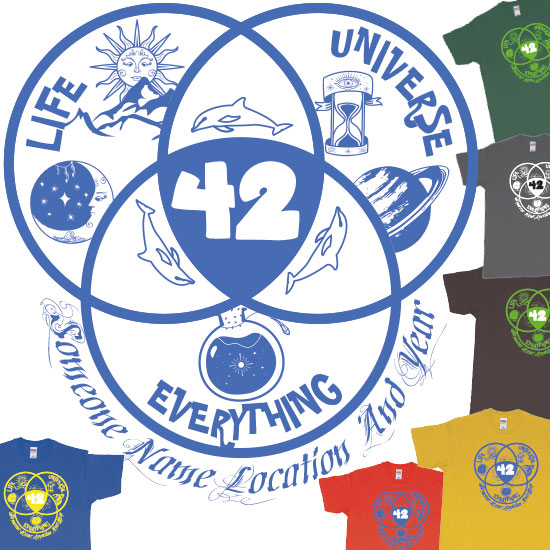 Join the quest for the ultimate answer with a Hitchhikers Guide to the Galaxy t-shirt