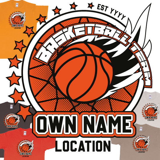 Custom tshirt design Basketball Team Own Name Location Established Year Custom Design Production Bali choice your own printing text made in Bali