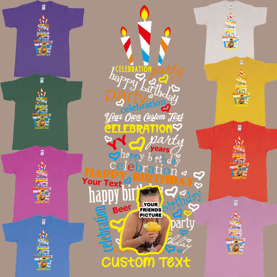Custom tshirt design Birthday cake custom words text own picture celebrate your friend’s birthday in Bali choice your own printing text made in Bali
