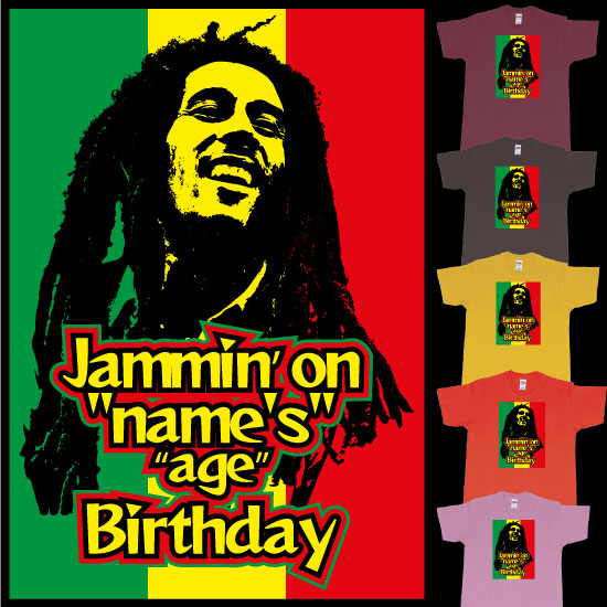 Custom tshirt design Bob Marley Jammin on custom names Birthday choice your own printing text made in Bali