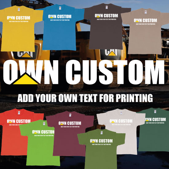 Custom tshirt design Caterpillar Inc Logo Custom Text Printing Shirt choice your own printing text made in Bali