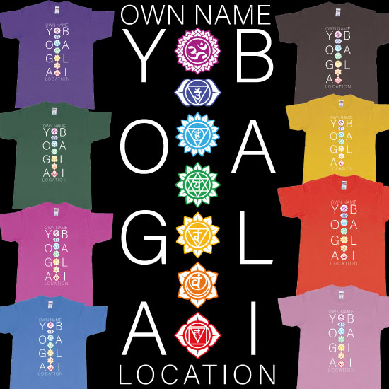 Custom tshirt design Chakras Yoga Hindi Symbols for Custom Printing Bali choice your own printing text made in Bali