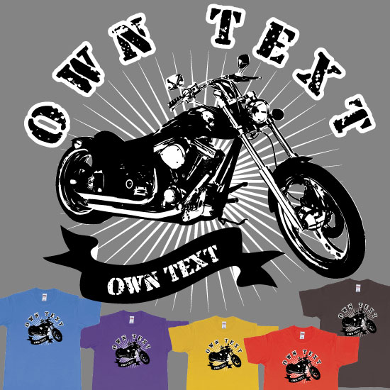 Custom tshirt design Chopper Motorcycle with your personalized own text printing in Bali choice your own printing text made in Bali