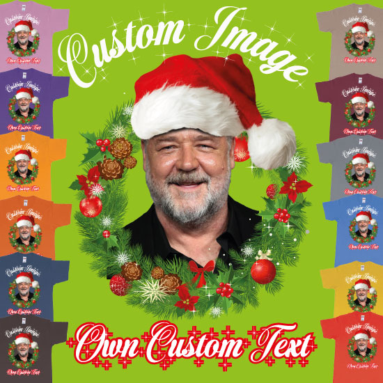 Custom tshirt design Christmas Wreath Custom Face Image Text choice your own printing text made in Bali