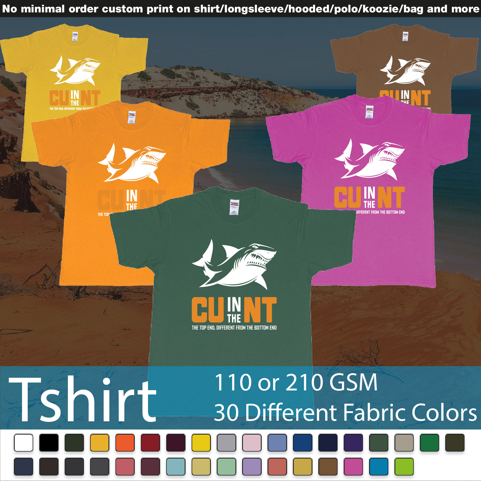 Cu In The Nt Northern Territory Shark Roundneck Tshirt Samples On Demand Printing Bali