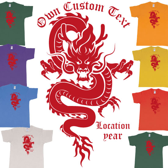 Custom tshirt design Custom Dragon Print Text choice your own printing text made in Bali