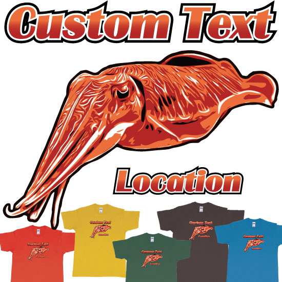 Custom tshirt design Diving Cuttlefish Drawing Custom Design choice your own printing text made in Bali