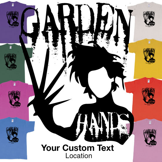 Custom tshirt design Garden Hands Edward Scissorhands Custom Design choice your own printing text made in Bali