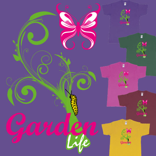Custom tshirt design Garden Life : Transformation from a Caterpillar and a Butterfly choice your own printing text made in Bali