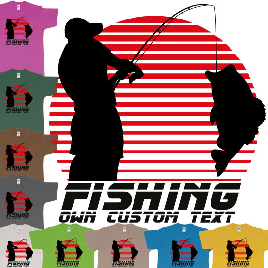Custom tshirt design Sunset Fishing Adventure Custom DTF or DTG Printing TShirt choice your own printing text made in Bali