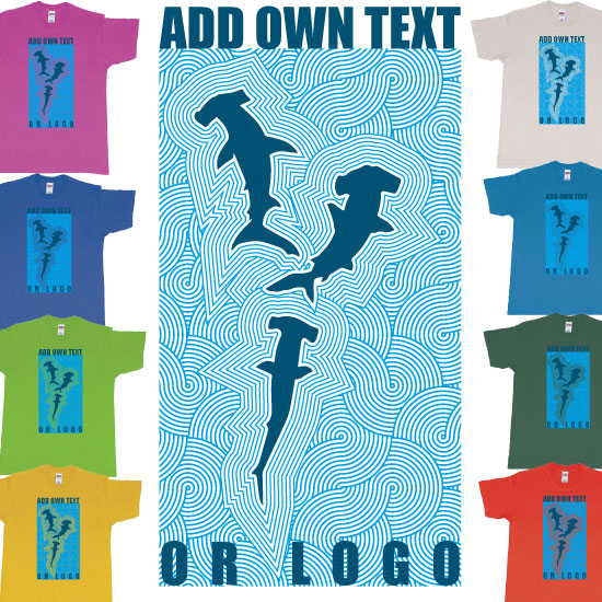 Custom tshirt design Hammerhead Sharks Silhouettes Scuba Diving Tshirt Design choice your own printing text made in Bali