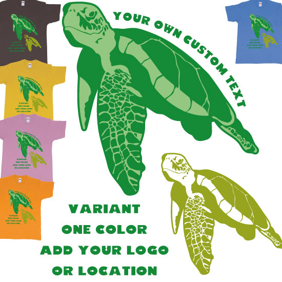 Custom tshirt design Hawksbill Green Sea Turtle Chilling Tee Add custom Logo or Text choice your own printing text made in Bali