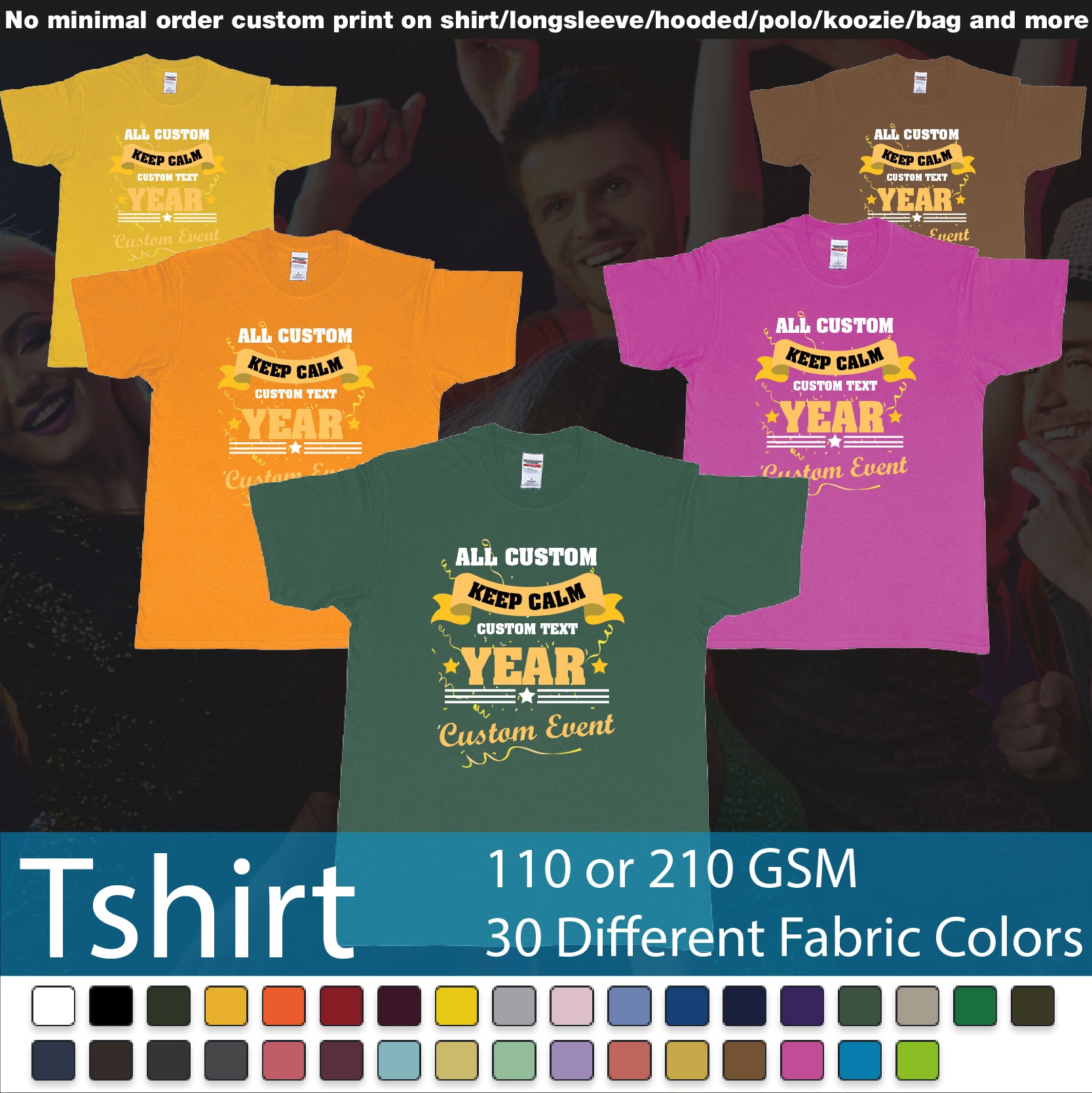 Keep Calm Event Party Birthday Bash Custom Design Text Roundneck Tshirt Samples On Demand Printing Bali