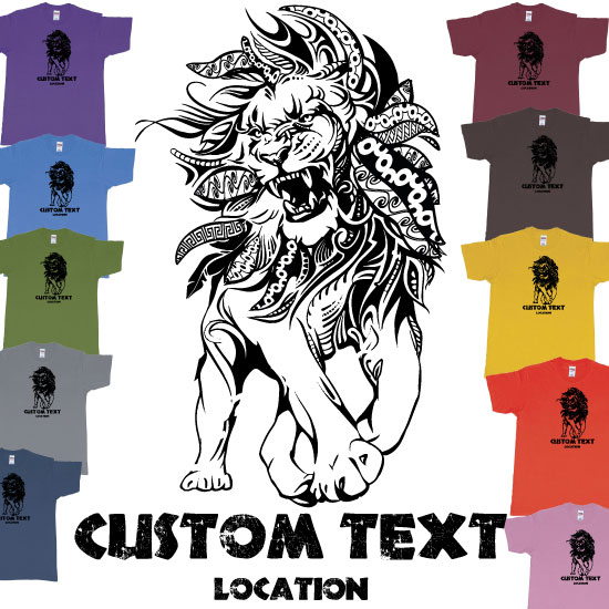 Custom tshirt design Lion August Tribal choice your own printing text made in Bali