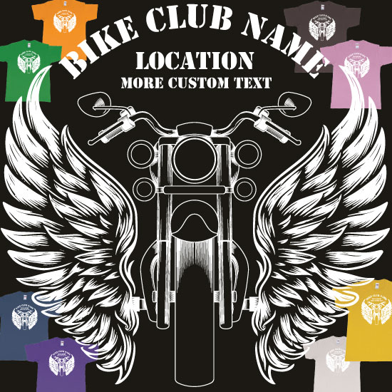 Custom tshirt design Motor Bike Wings Custom Club Design choice your own printing text made in Bali