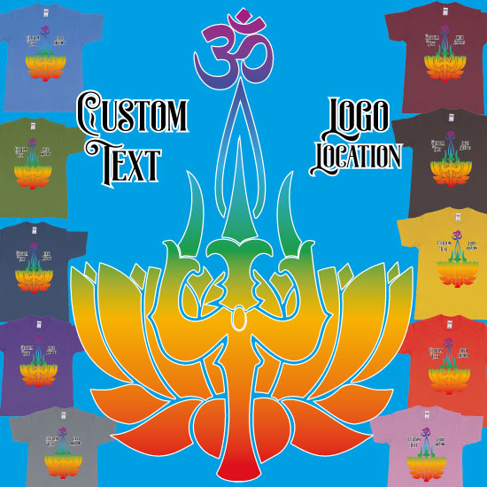 OM Trident Lotus Flower Custom Best Yoga Teeshirt Screen Printing or Digital Printing Bali Indonesia