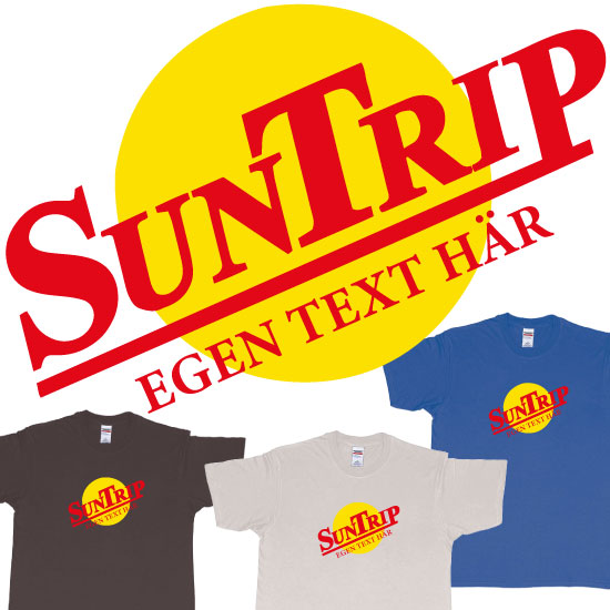 Custom tshirt design Sällskapsresan SunTrip eget tshirt tryck Bali Resa choice your own printing text made in Bali