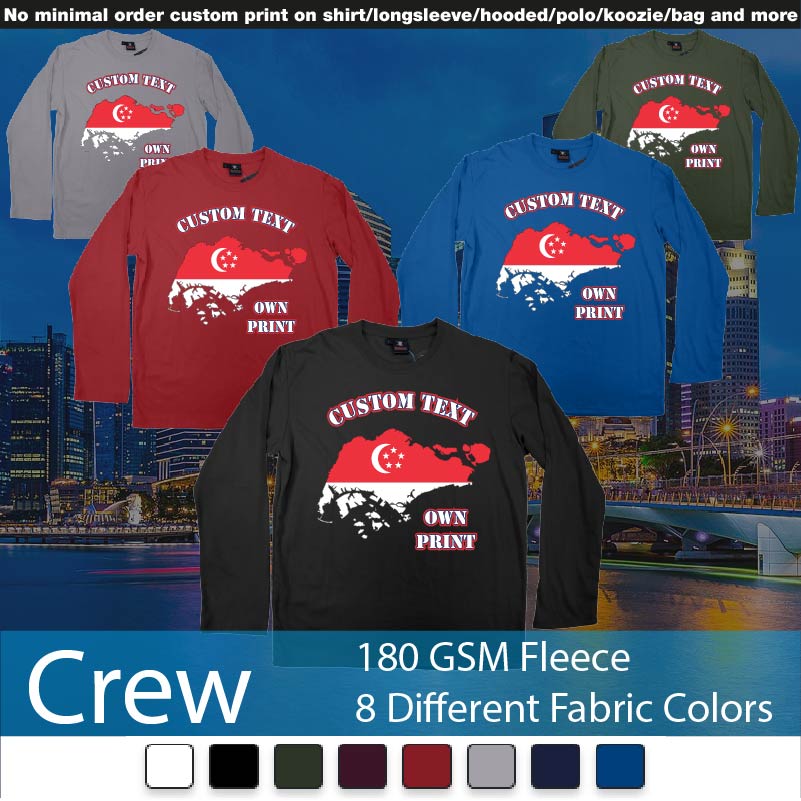Singapore Best Custom Tshirt Print Bali Crewneck Long Sleeved Sweatshirt Sweatshirt On Demand Printing Bali