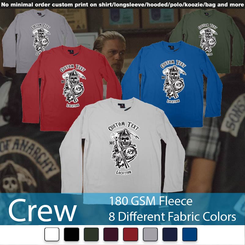 Son Of Anarchy Logo Custom Text Crewneck Long Sleeved Sweatshirt Sweatshirt On Demand Printing Bali