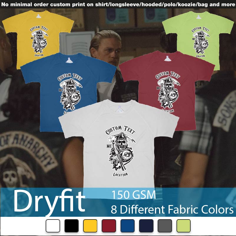 Son Of Anarchy Logo Custom Text Dryfit Tshirts Samples On Demand Printing Bali