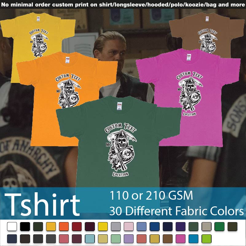 Son Of Anarchy Logo Custom Text Roundneck Tshirt Samples On Demand Printing Bali