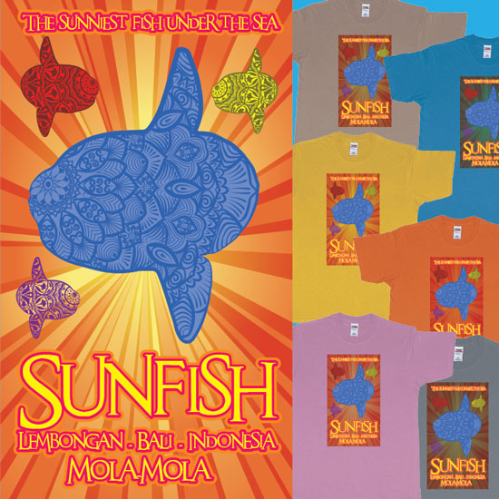 Custom tshirt design The Sunniest Fish Under The Sea Sunfish Mola Mola Lembongan Bali Indonesia Diving choice your own printing text made in Bali