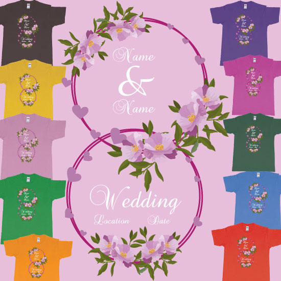 Custom tshirt design Wedding Hearts Flower Rings Souvenir Tee shirt Bali choice your own printing text made in Bali