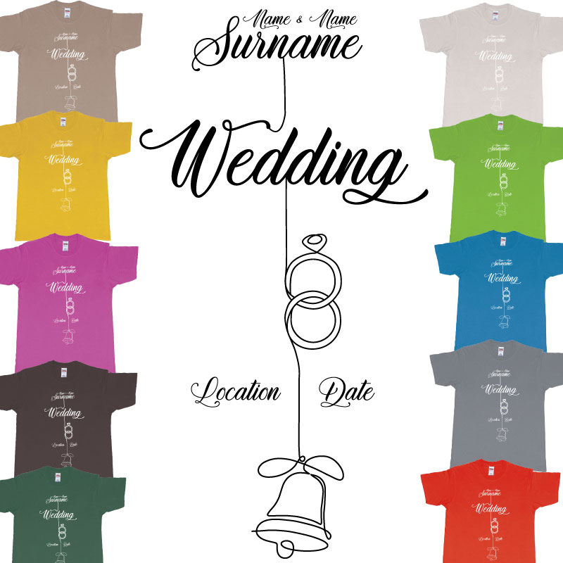 Custom tshirt design Wedding String Rings Bell Custom Tshirt printing for your special day choice your own printing text made in Bali
