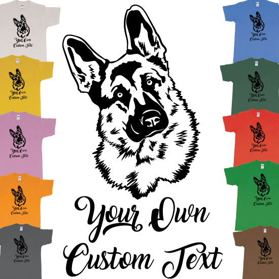 Custom tshirt design Zack German Shepherd Tilts Its Head Your Own Custom Text choice your own printing text made in Bali