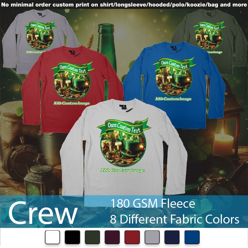 St Patricks Day Four Leaf Clover Custom Printing Crewneck Long Sleeved Sweatshirt Sweatshirt