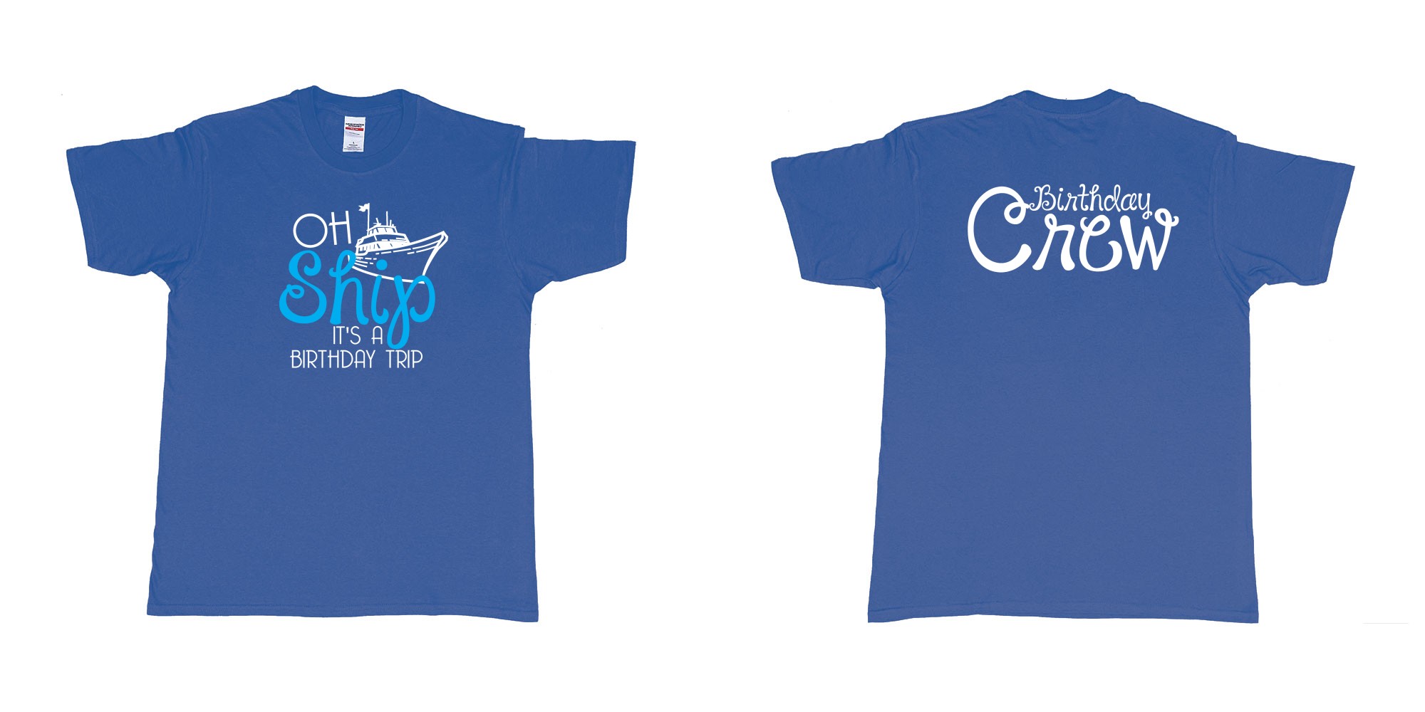 Custom tshirt design  in fabric color royal-blue choice your own text made in Bali by The Pirate Way