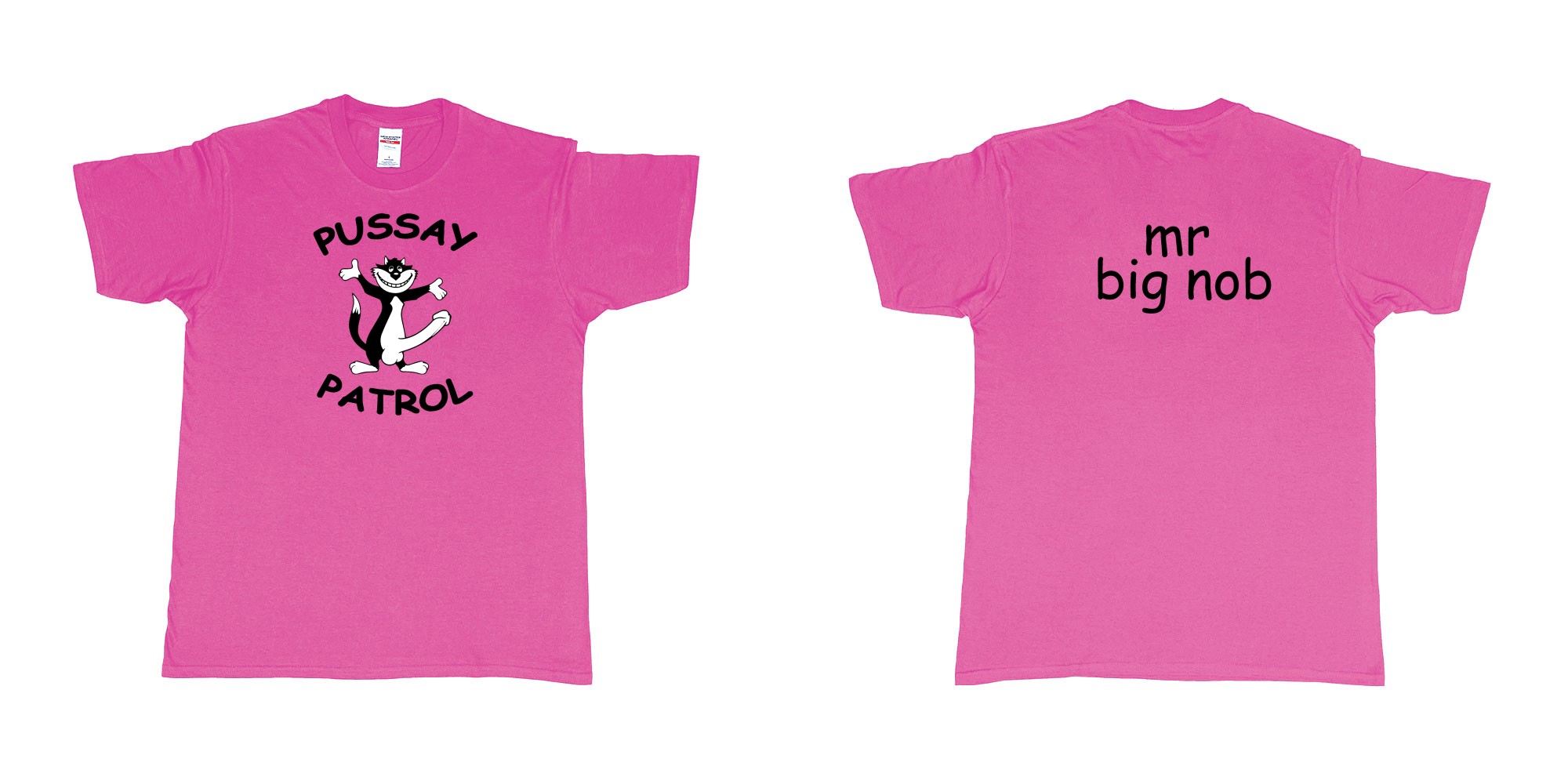 Custom tshirt design  in fabric color heliconia choice your own text made in Bali by The Pirate Way