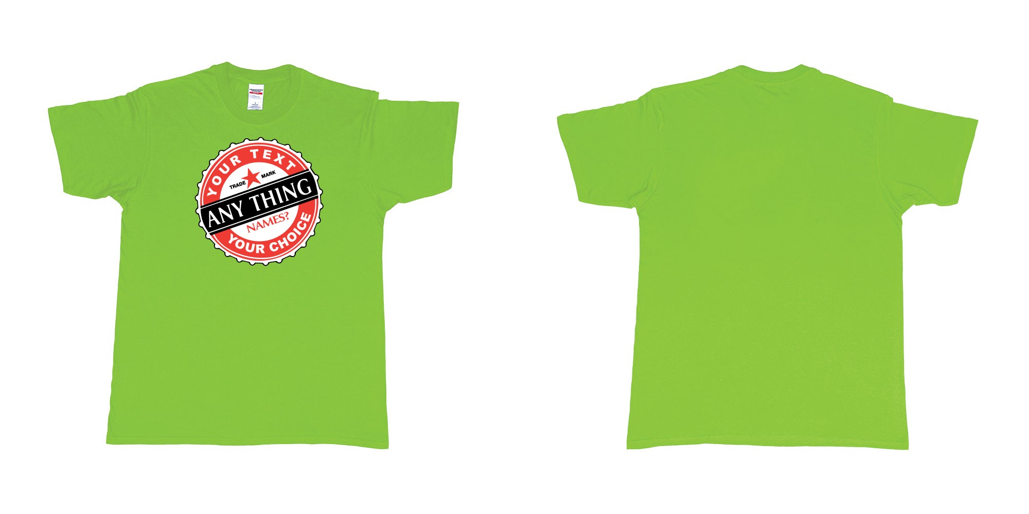 Custom tshirt design  in fabric color lime choice your own text made in Bali by The Pirate Way