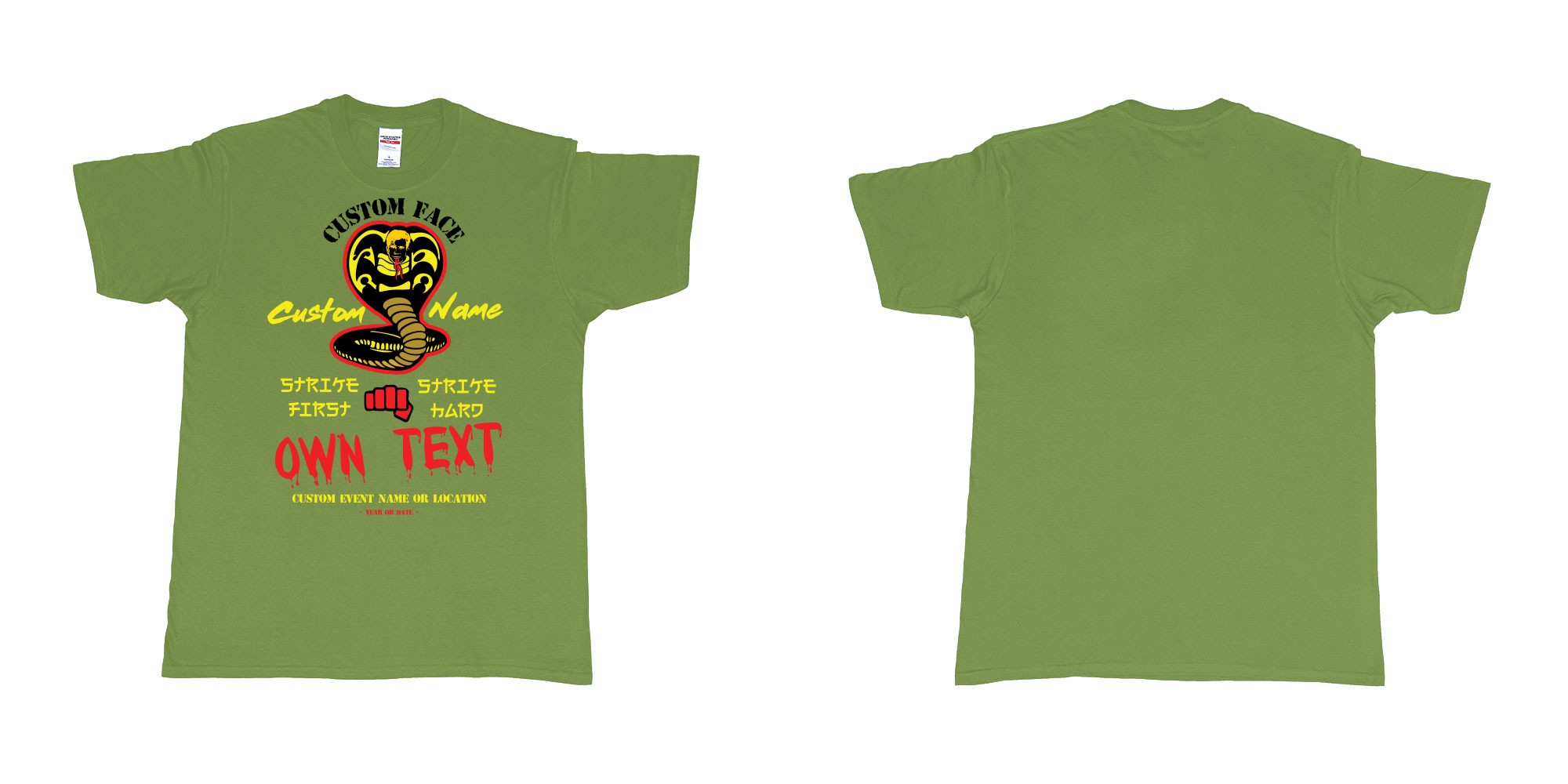 Custom tshirt design  in fabric color military-green choice your own text made in Bali by The Pirate Way