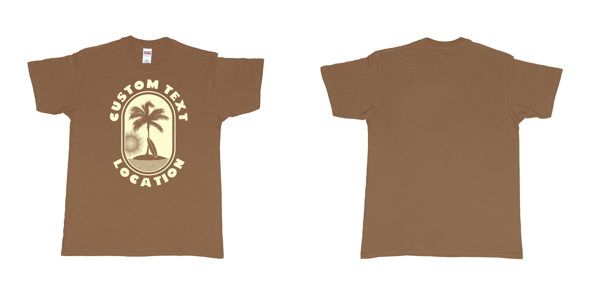 Custom tshirt design  in fabric color chestnut choice your own text made in Bali by The Pirate Way