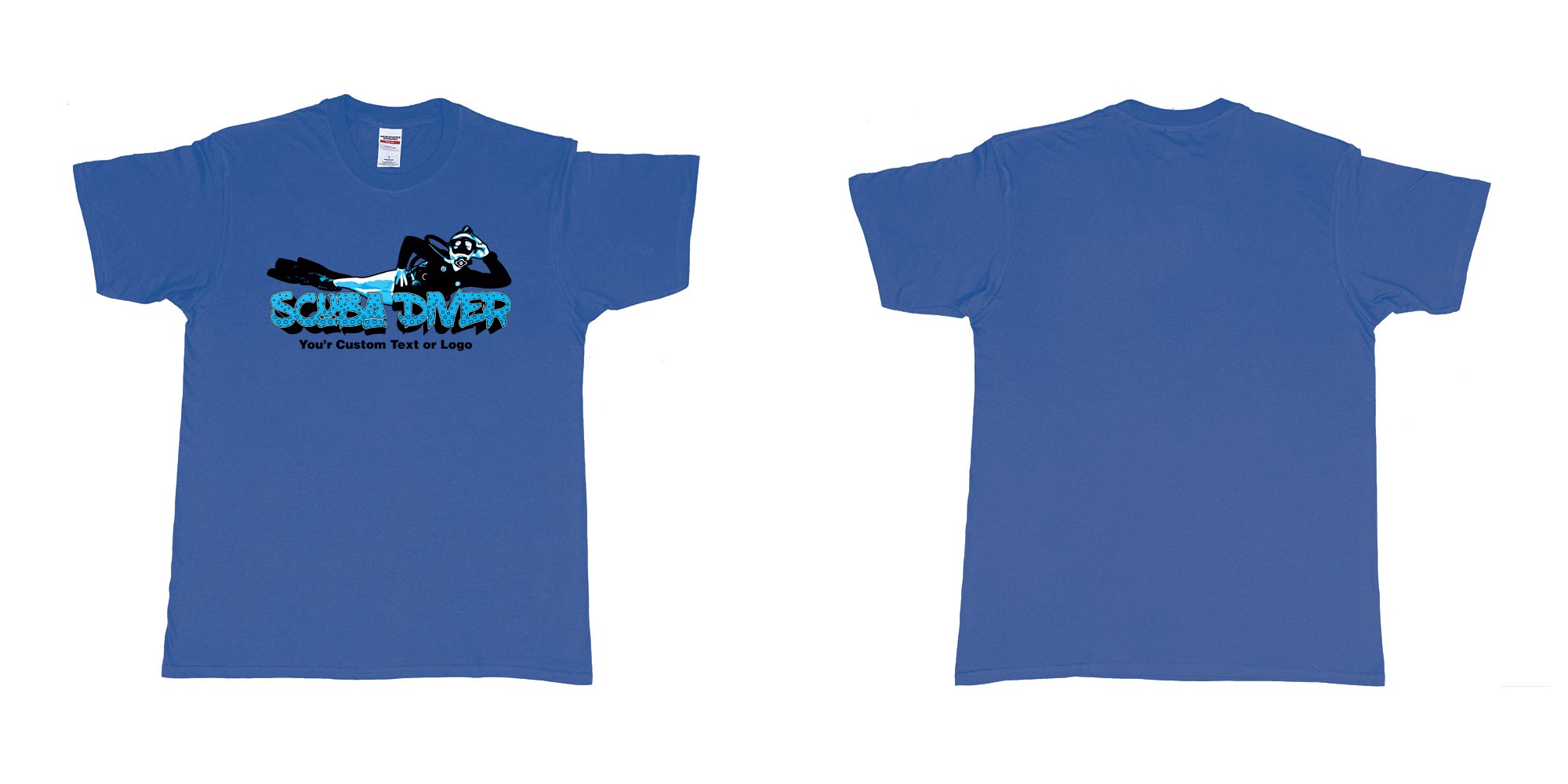 Custom tshirt design  in fabric color royal-blue choice your own text made in Bali by The Pirate Way