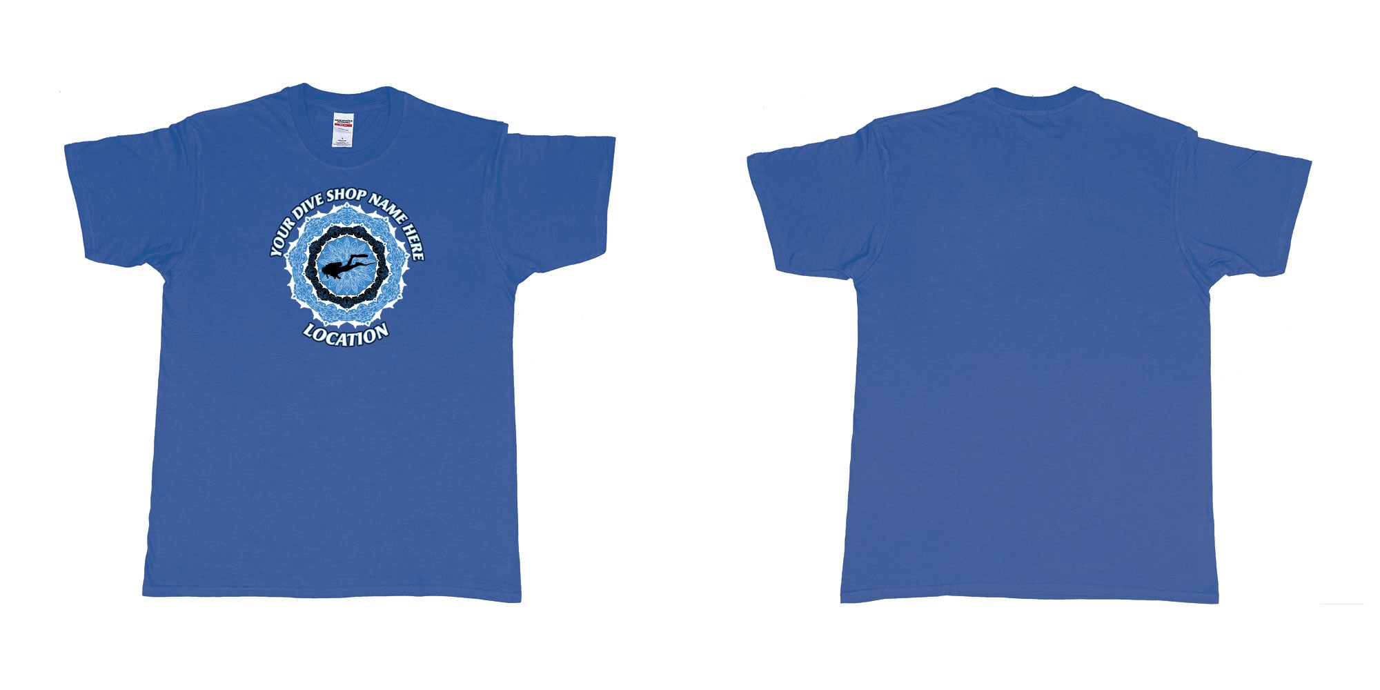 Custom tshirt design  in fabric color royal-blue choice your own text made in Bali by The Pirate Way