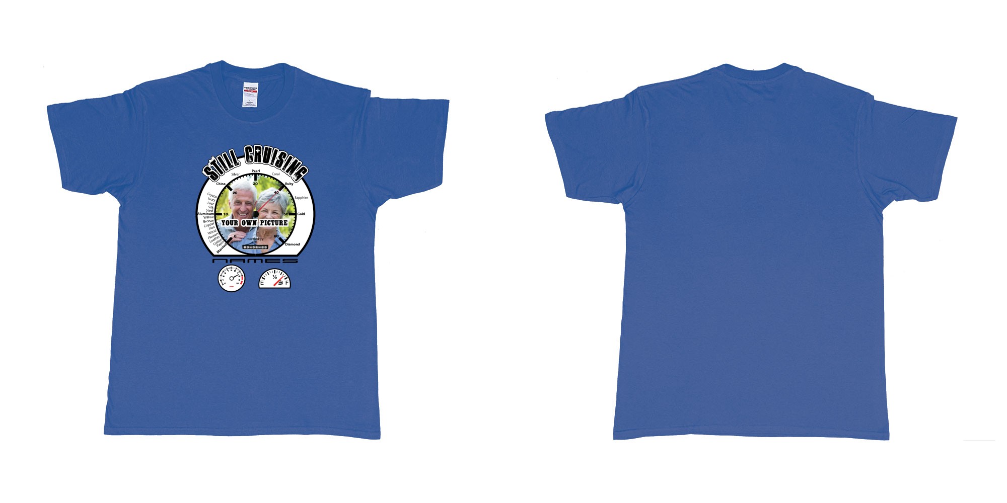 Custom tshirt design  in fabric color royal-blue choice your own text made in Bali by The Pirate Way