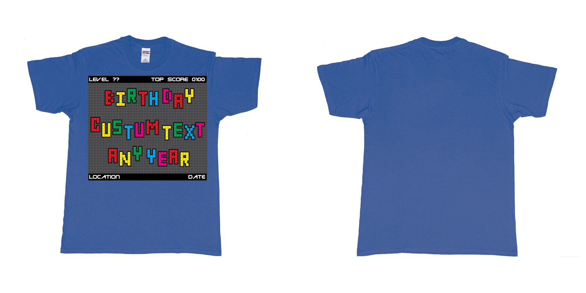 Custom tshirt design  in fabric color royal-blue choice your own text made in Bali by The Pirate Way