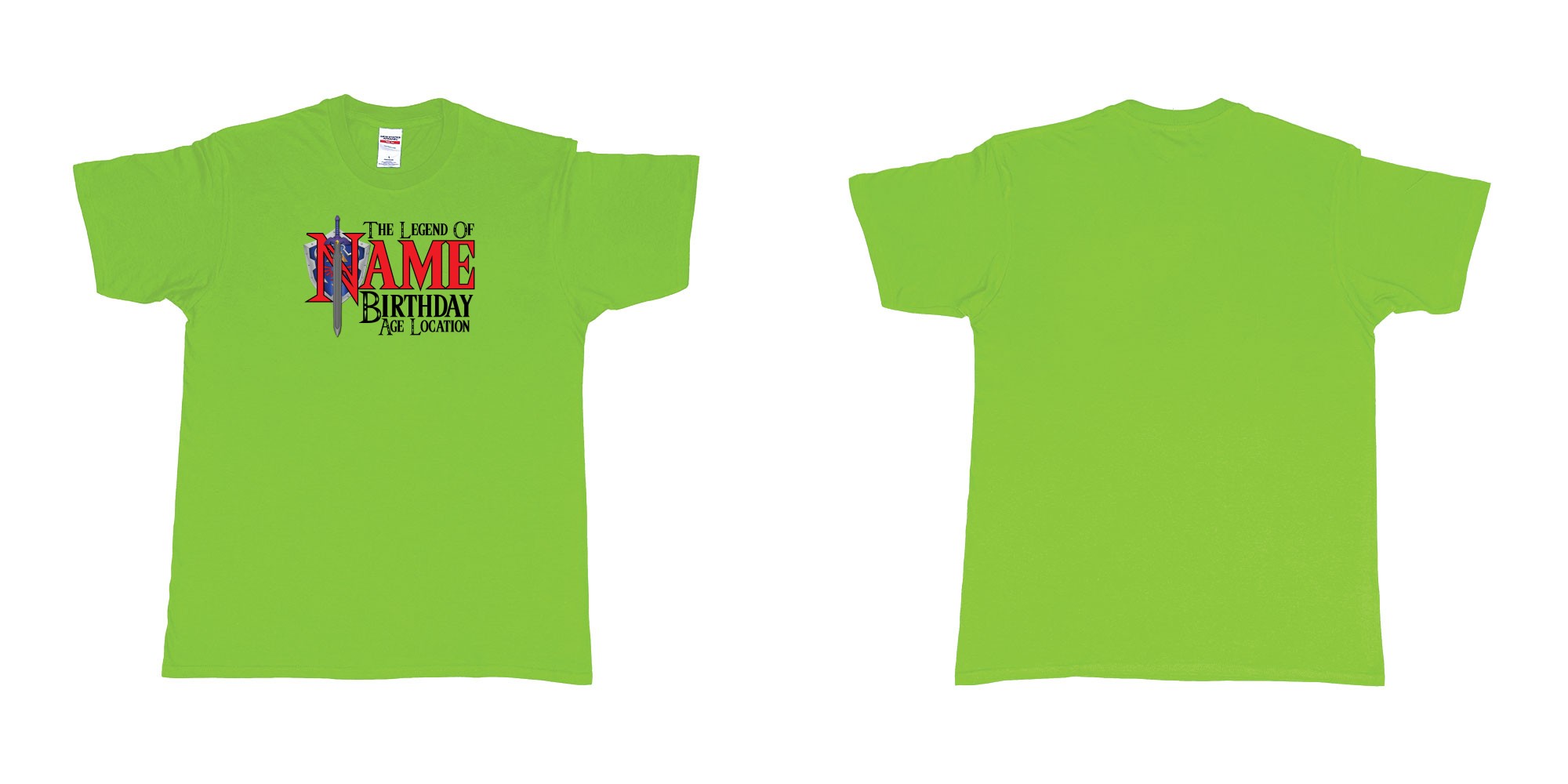 Custom tshirt design  in fabric color lime choice your own text made in Bali by The Pirate Way