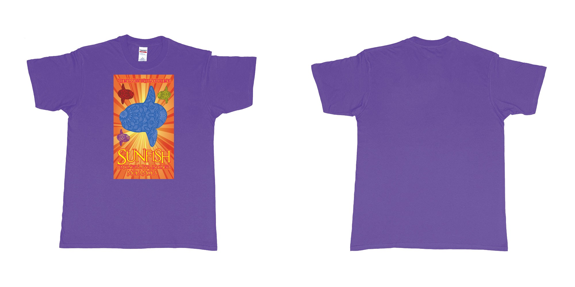 Custom tshirt design  in fabric color purple choice your own text made in Bali by The Pirate Way