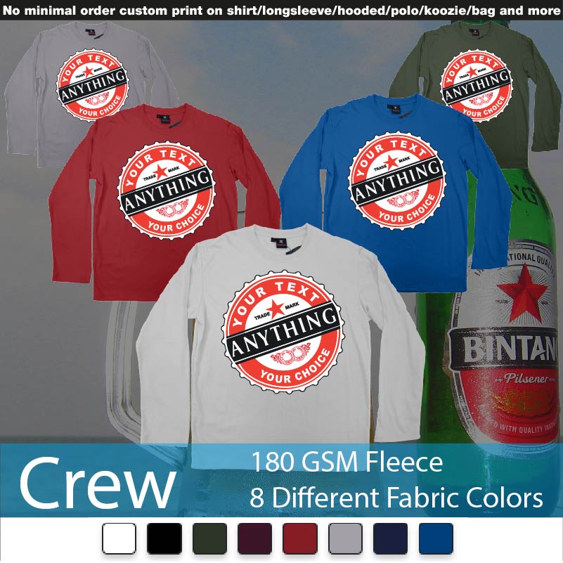 Bintang Beer Add Own Text On Any Garment On Demand Printing Bali Crewneck Long Sleeved Sweatshirt Sweatshirt On Demand Printing Bali