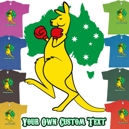 Boxing Kangaroo Cartoon Custom Teeshirt Bali Australia Get ready to unleash your creativity with our Boxing Kangaroo Custom Tee. This iconic design features a spirited cartoon kangaroo donning vibrant red boxing gloves, exuding strength and determination.