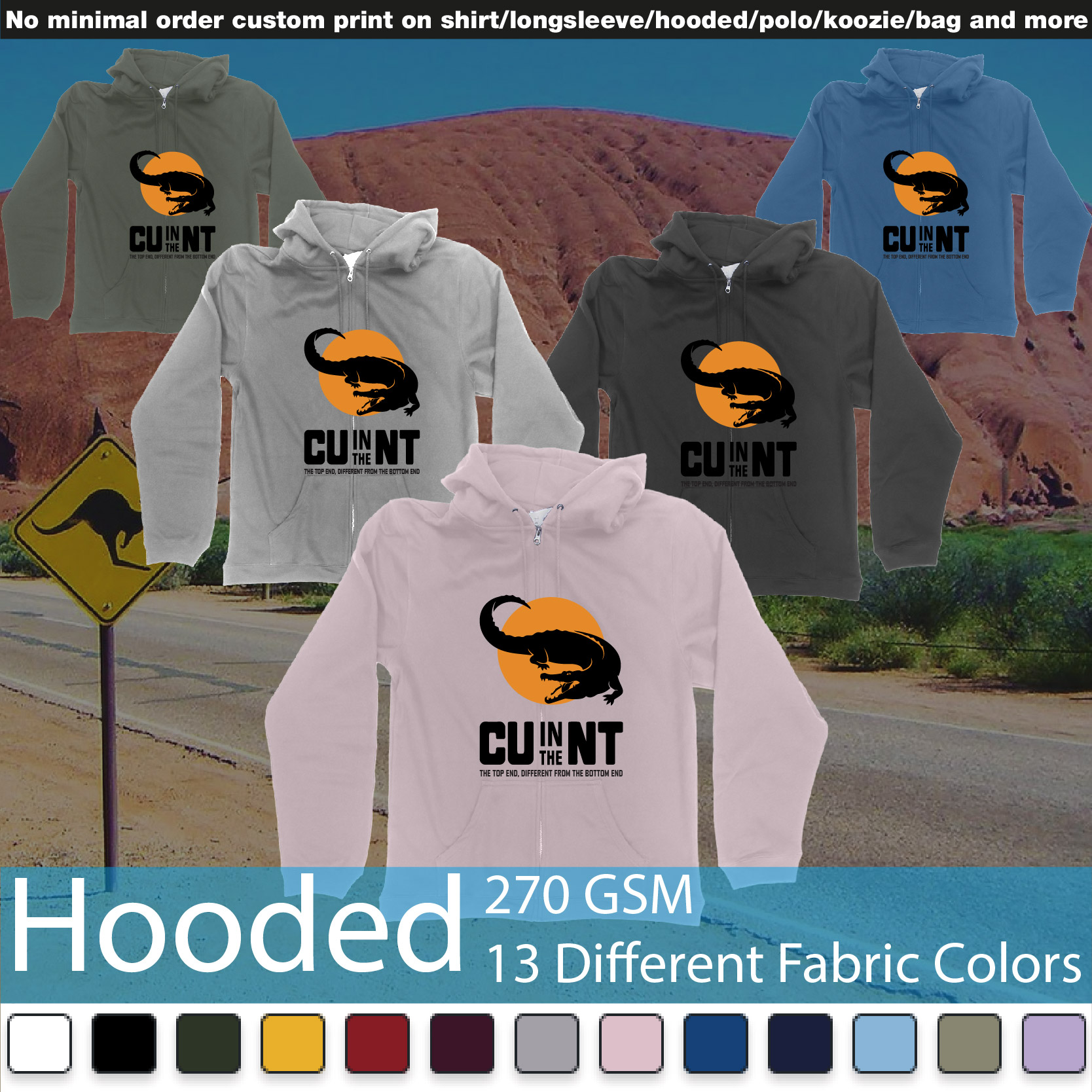 Cu In The Nt Northern Territory Crocodile Hooded Samples On Demand Printing Bali