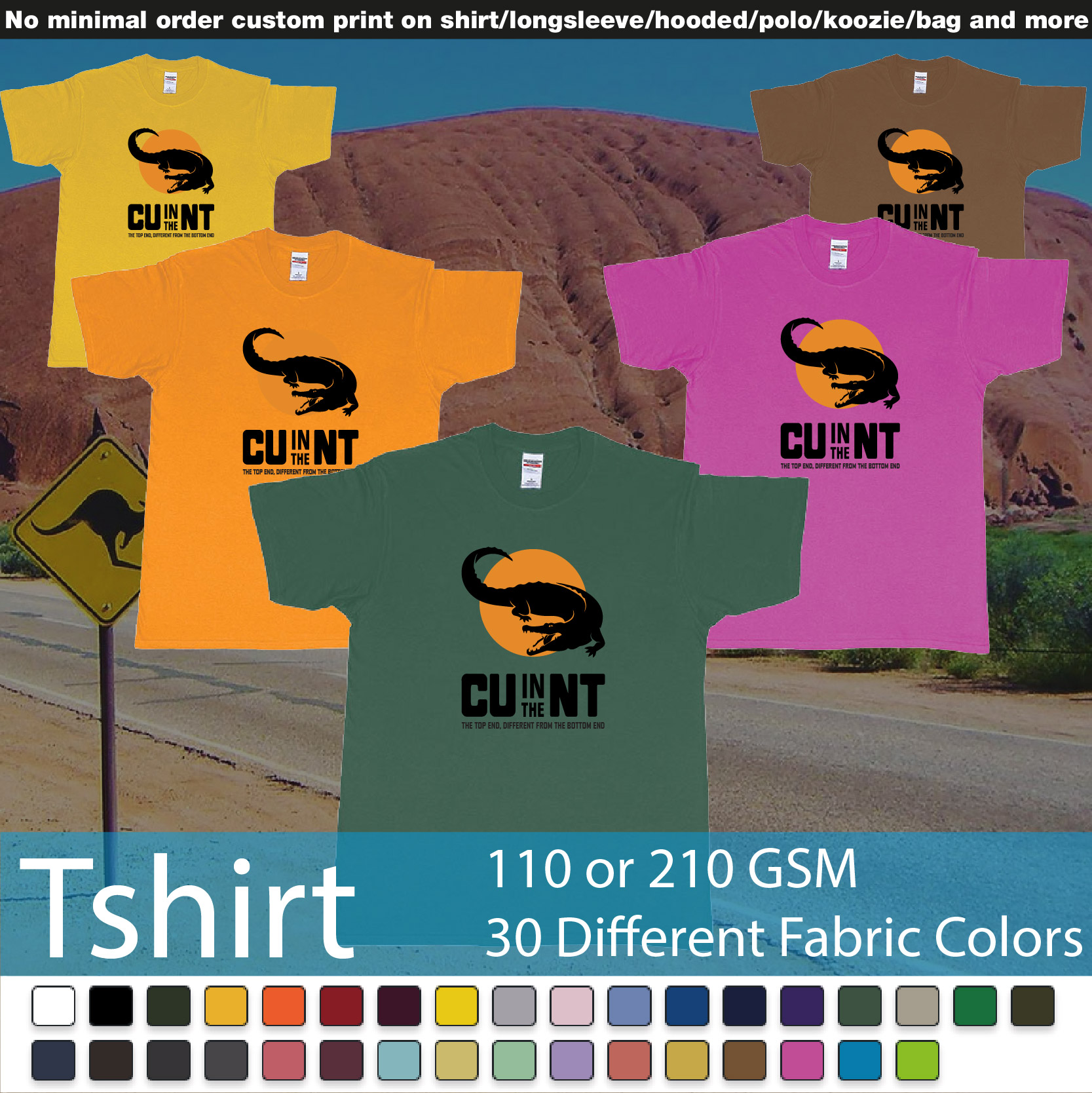 Cu In The Nt Northern Territory Crocodile Roundneck Tshirt Samples On Demand Printing Bali